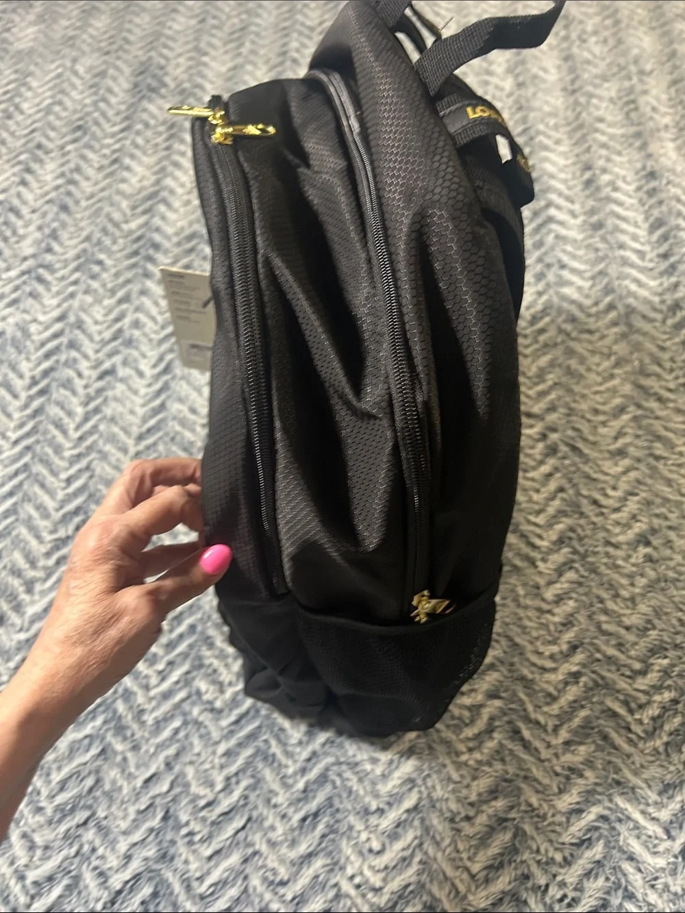 Adidas Excel 6 Black Backpack with Gold Metallic Logo Accent